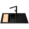 Zlew. SPARTA PLUS LUX (78x48) 1B 1D Black Edition + Bateria TRIGONO