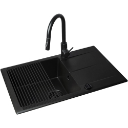 Zlew. KEROS (76x48) 1B 1D Black Edition + Bateria IDEA Black Edition
