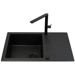 Zlew. KEROS (76x48) 1B 1D Black Edition + Bateria TRIGON