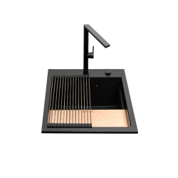 Zlew. SIROS (47x51,5) 1B Black Edition + Bateria TRIGONO