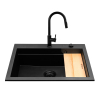 Zlew. SIROS (67x51,5) 1B Black Edition + Bateria IDEA Black Edition