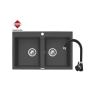 Zlew. SPARTA 78x50 2B karbon + bateria granitowa BELLO