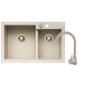 Zlew. DIPLOS 79x51 1 3/4B beż piaskowy + bateria BELLO