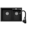 Zlew. DIPLOS 79x51 1 3/4B czarny + bateria BELLO