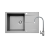 Zlew. KEROS (76x48) 1B 1D szary-beton + bateria FLESSI