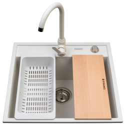Zlew. CAMEA (53x50) 1B biały polarny + bateria Lungo