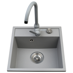 Zlew. CAMEA MINI (40x40) 1B szary beton + bateria LUNGO