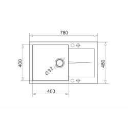 Zlew. KEROS (76x48) 1B 1D Black Edition + Bateria SERINA