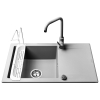 Zlew. KORFU (78x46) 1B 1D, szary - beton + bateria SILVIO