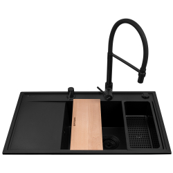 Zlew. CAMEA (79x50) 1B 1D R Black Edition + Bateria SERINA