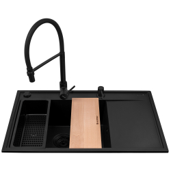 Zlew. CAMEA (79x50) 1B 1D L Black Edition + Bateria SERINA