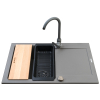 Zlew. MIDO (79x50) 1B 1D szary beton + bateria Lungo