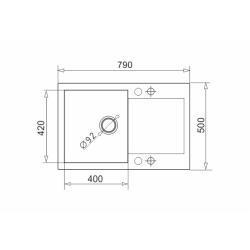 Zlew. MIDO (79x50) 1B 1D szary beton + bateria Lungo