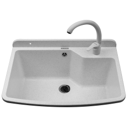 Umywalka ogrodowa Max, biały granit + bateria Ossia