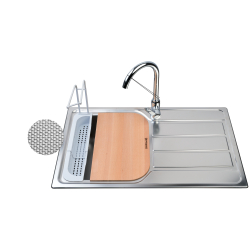 Zlewozmywak ATHENA 79x50 1B 1D len + bateria LUNGO