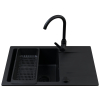 Zlew. KARPATHOS 68x44 1B 1D volcano Black Edition + bateria Lungo