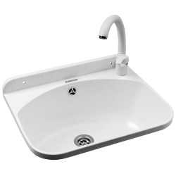 Umywalka ogrodowa Standard, biały granit + bateria Ossia