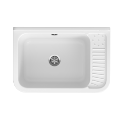 Umywalka ogrodowa NEO 51X34 biały granit + bateria Asalia