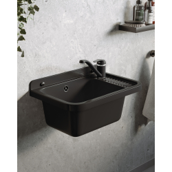 Umywalka ogrodowa NEO 51X34 czarny granit + bateria Asalia