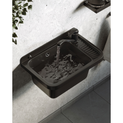 Umywalka ogrodowa NEO 51X34 czarny granit + bateria Asalia