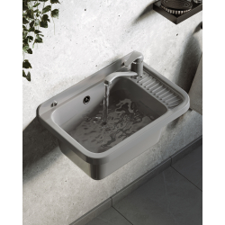 Umywalka ogrodowa NEO 51X34 szary granit + bateria Asalia