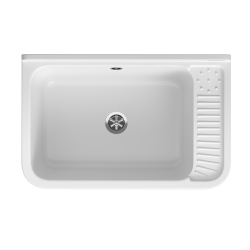 Umywalka ogrodowa NEO PLUS 58,4X38 biały granit + bateria Asalia