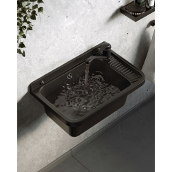 Umywalka ogrodowa NEO PLUS 58,4X38 czarny granit + bateria Asalia
