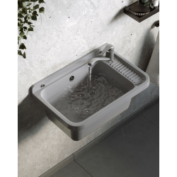 Umywalka ogrodowa NEO PLUS 58,4X38 szary granit + bateria Asalia