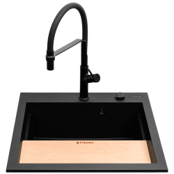 Zlew. SIROS (57x51,5) 1B Black Edition + Bateria SERINA