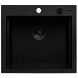 Zlew. SIROS (57x51,5) 1B Black Edition + Bateria SERINA