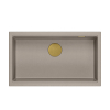 LOGAN 110 GraniteQ zlewozmywak soft taupe 76x44x23,5 cm 1-komorowy wpuszczany z syfonem manualnym złoty