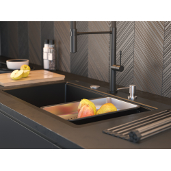 QUADRON | MARC 110 FM PRODUKT NA ZAMÓWIENIE | granitowy zlewozmywak kuchenny CZARNY mat + MIEDŹ PVD | wymiary: 75 x 49 x 24 cm | akcesoria: syfon, doz