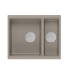 QUADRON | LOGAN 150 | granitowy zlewozmywak kuchenny SOFT TAUPE + STAL | wymiary: 55,5 x 46 x 22 cm | 1,5-komorowy wpuszczany | podbudowa szafki od: 6