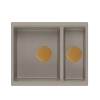 QUADRON | LOGAN 150 | granitowy zlewozmywak kuchenny SOFT TAUPE + MIEDŹ PVD | wymiary: 55,5 x 46 x 22 cm | 1,5-komorowy podwieszany | podbudowa szafki