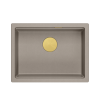 LOGAN 100 GraniteQ zlewozmywak soft taupe 56x45x21,5 cm 1-komorowy podwieszany z syfonem manualnym złoty