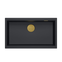 LOGAN 110 GraniteQ zlewozmywak pure carbon 76x44x23,5 cm 1-komorowy wpuszczany z syfonem manualnym złoty