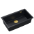 LOGAN 110 GraniteQ zlewozmywak pure carbon 76x44x23,5 cm 1-komorowy wpuszczany z syfonem manualnym złoty