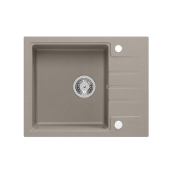 PETER 116 GraniteQ zlewozmywak granitowy soft taupe 1-komorowy z/o (62x50x20) z syfonem i zaślepką
