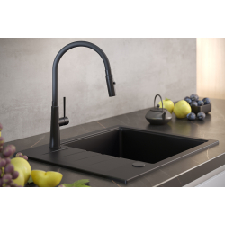 PETER 116 GraniteQ zlewozmywak granitowy soft taupe 1-komorowy z/o (62x50x20) z syfonem i zaślepką