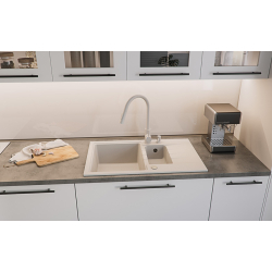 QUADRON PETER 156 GraniteQ zlewozmywak granitowy pure carbon 1,5-komorowy z/o (78x50x20) z syfonem pure carbon i zaślepką kol. czarny