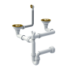 Odpływ zatyczkowy 3 1/2" z syfonem 2-komorowy PVD złoty (GRANIT-pionowy), save space (12G14GR6-P2APVDG1)