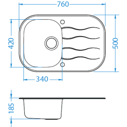 ALVEUS WAVE 20 zlewozmywak szklany custom (RAL/Twój własny wzór lub kolor) odwracalny