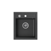QUADRON JOHNNY 100 GraniteQ zlewozmywak granitowy black dotted (czarny) 1-komorowy z/o (43x50x20), z syfonem i zaślepką stal szlachetna