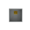 QUADRON DAVID 40 GraniteQ zlewozmywak silver stone 42x42x22,5 cm 1-komorowy b/o komora podwieszana kwadratowy odpływ + syfon manualny złoty save space