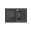 QUADRON PETER 156 GraniteQ zlewozmywak granitowy black dotted (czarny) 1,5-komorowy z/o (78x50x20) z syfonem i zaślepką