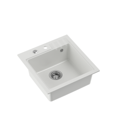 PETER 110 GraniteQ zlewozmywak granitowy snow white 1-komorowy z/o (50x52x20) z syfonem i zaślepką