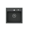 QUADRON JOHNNY 110 GraniteQ zlewozmywak granitowy black dotted (czarny) 1-komorowy b/o (50x47x18,5), z syfonem i zaślepką stal szlachetna