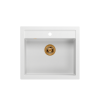 QUADRON BILL 110 GRANITEQ zlewozmywak wpuszczany 1-komorowy 595x540x205 mm, snow white / elementy miedziane