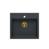 QUADRON BILL 110 GRANITEQ zlewozmywak wpuszczany 1-komorowy 595x540x205 mm, black diamond / elementy złote