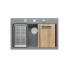 MARC 110 WORKSTATION GraniteQ zlewozmywak 1-komorowy 760*500*220 mm silver stone + syfon push to open + dozownik stal szcz.+ wkładka ociekowa+ Qmata +